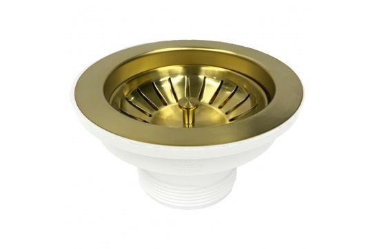 90 x 50mm Brushed Brass Basket Waste with Long Screw