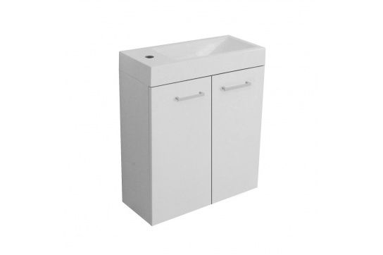 Companion 50 x 25 Wall Hung White Gloss Compact Vanity with Polymarble Top