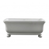 Kirkham 180 x 84 TitanCast Solid Surface Bath With Ball Feet - Satin Silk White