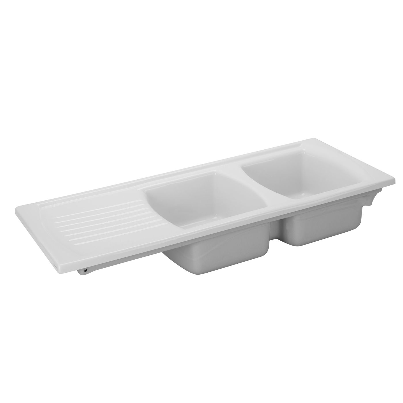 Lusitano 120 X 50 Inset Fine Fireclay Kitchen Sink Double Bowl And Single Drainer