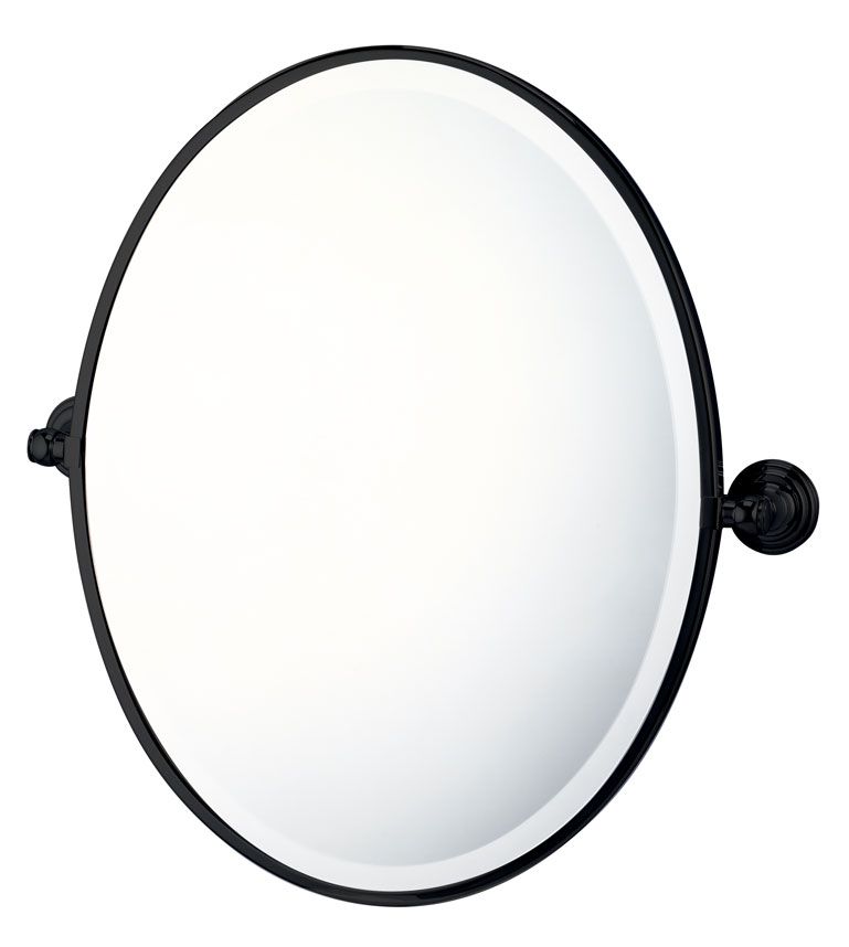 Mayer Matte Black Pivot Oval Mirror, Rectangular Pivot Mirror Black