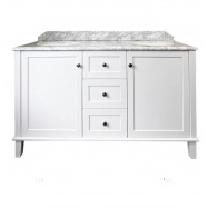 Coventry 150 x 56 Double Bowl Satin White Vanity with Real Marble Top & Ceramic Undercounter Basins