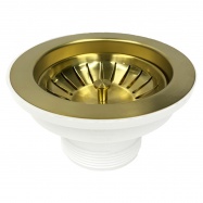 90 x 50mm Brushed Brass Basket Waste with Long Screw