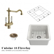 Cuisine 46 Fireclay Sink, Tap & Accessory Package - Antique Brass