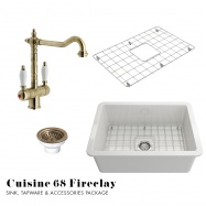Cuisine 68 Fireclay Sink, Tap & Accessory Package - Antique Brass