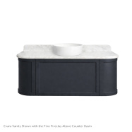 Evara 120 x 53 Wall Hung Vanity with Real Marble Top To Suit Above Counter Basin-Aegean Blue 