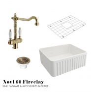 Novi 60 Fireclay Sink, Tap & Accessory Package - Antique Brass