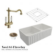 Novi 85 Fireclay Sink, Tap & Accessory Package - Antique Brass