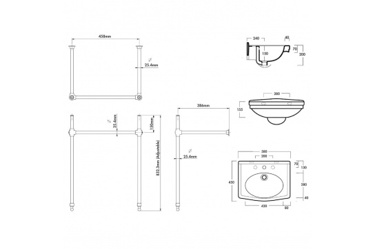 Claremont 58 x 45 Nuovo Basin Stand