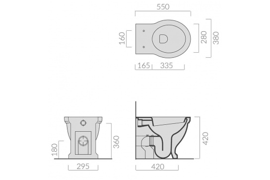 Package - Claremont Floor Mounted Pan & Seat + Geberit In-wall Cistern + Traditional Flush Plate