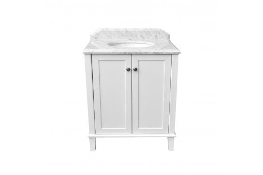 Coventry 75 x 55 Satin White Vanity with Real Marble Top & Ceramic Undercounter Basin