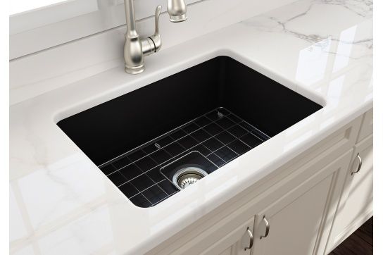 Cuisine 68 x 48 Inset / Undermount Fine Fireclay Matte Black Sink 