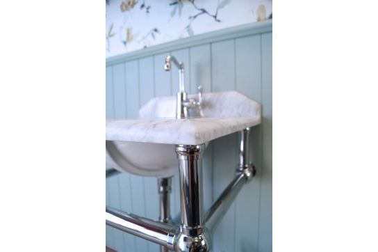 Mayer Basin Stand With 60 x 55 Real Carrara Marble Top
