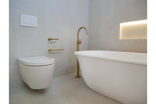 Blanche 162 x 74 TitanCast Solid Surface Freestanding Bath - Satin Silk White