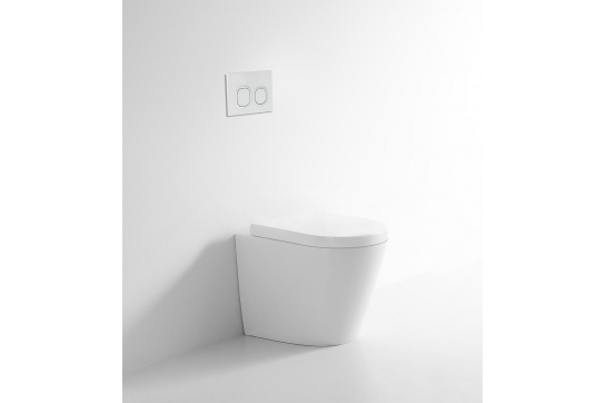 Package - Ticino Rimless Floor Mounted Pan & Seat + In-wall Cistern + Flush Plate